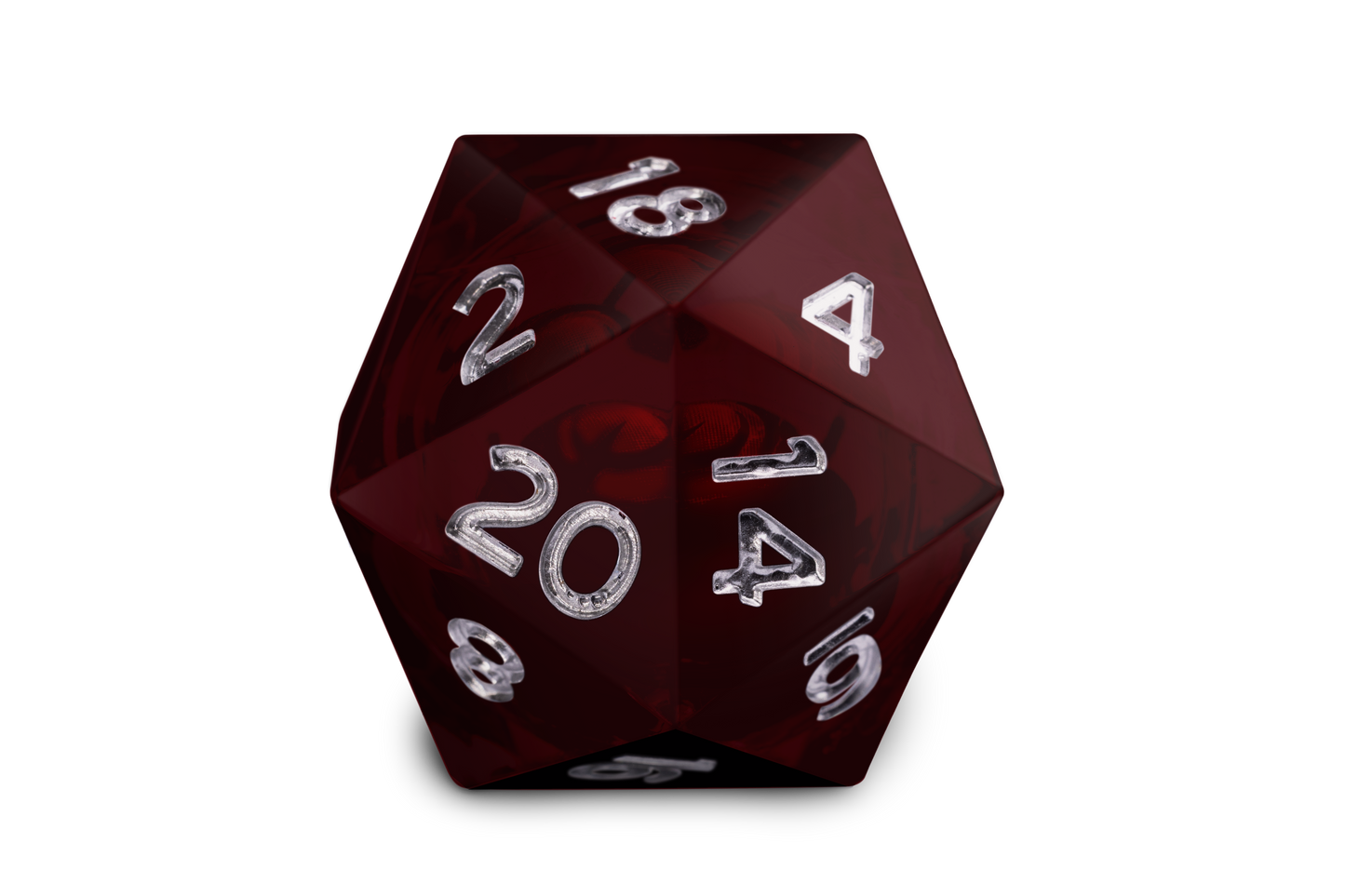 Premium liquid-filled D20 die for Malediction tabletop gaming