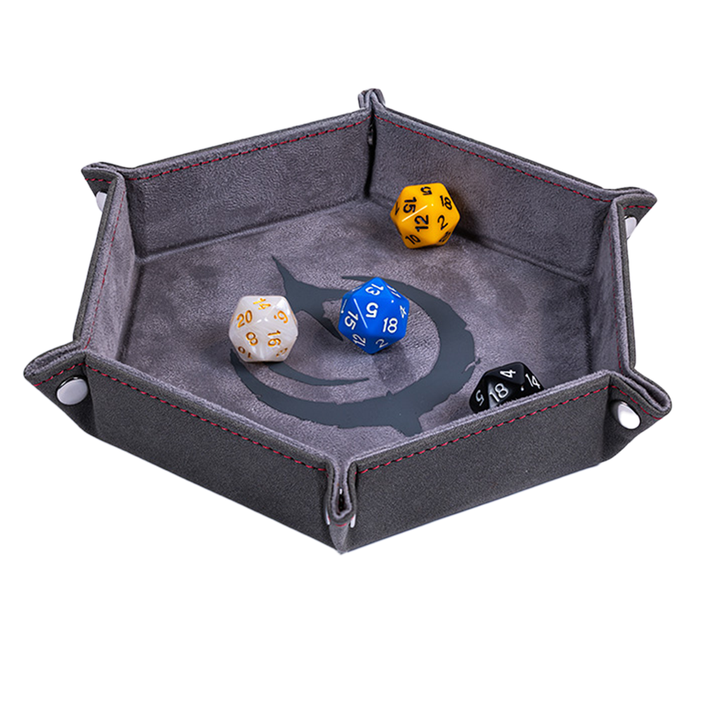 Malediction dice tray with sturdy construction and custom art